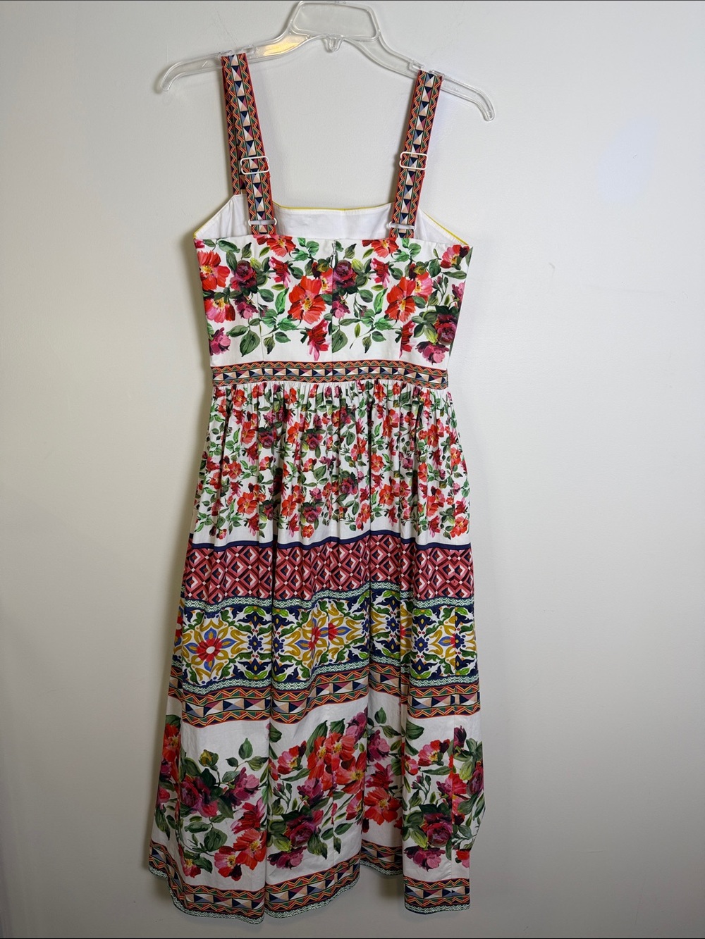 ANTONIO MELANI Natasha Floral Midi Sundress Square Neck, White/Multi | Sz. 10 - Picture 6 of 8